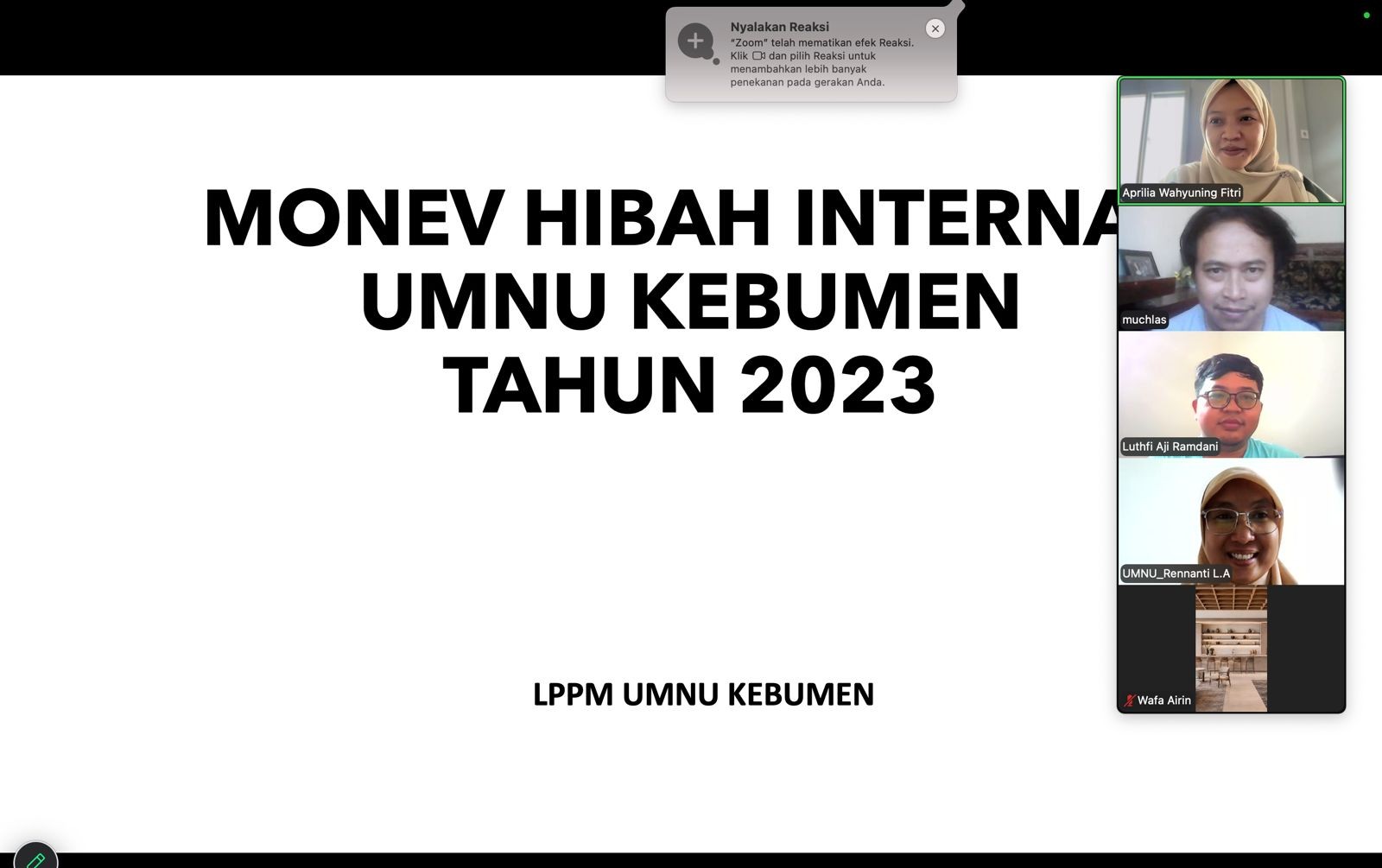 LPPM UMNU Kebumen Paparkan Hasil Monev dan Aturan Laporan Akhir Hibah Internal 2023
