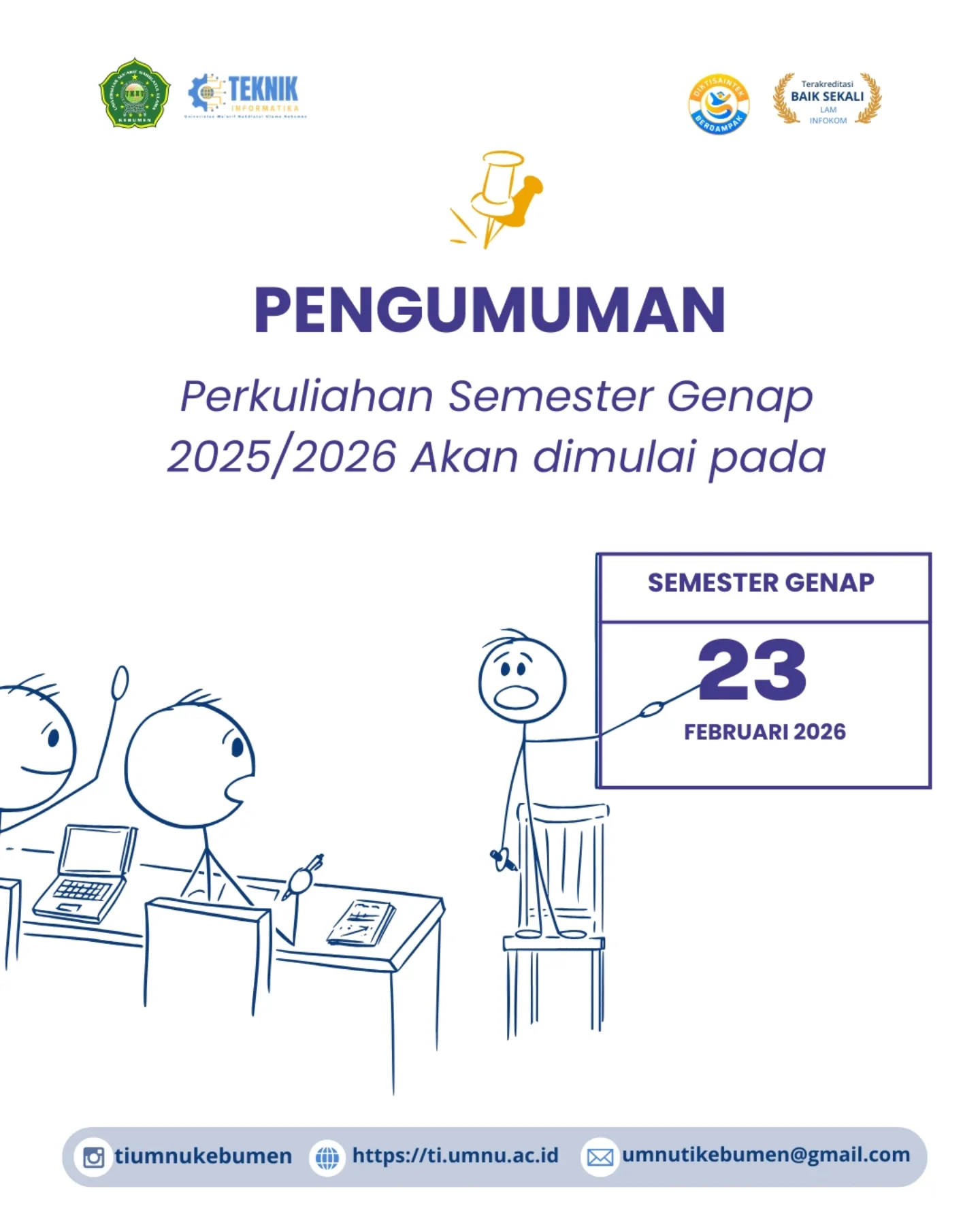 Bersiap Kembali ke Kampus! Perkuliahan Semester Genap UMNU Kebumen Dimulai 23 Februari 2026